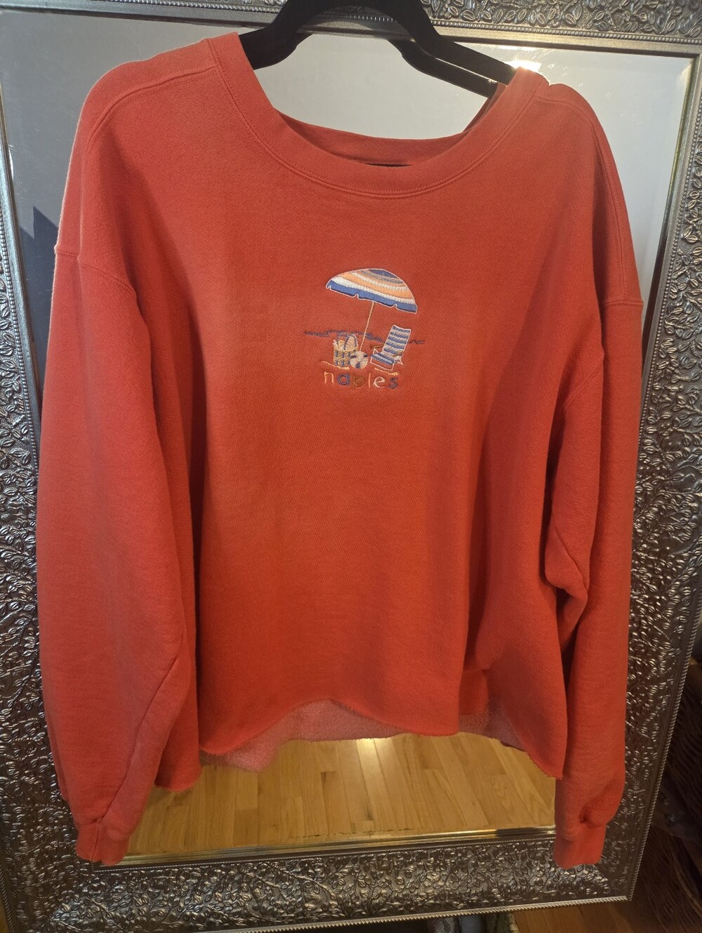 Lee Vintage Orange Naples FL Crewneck Embroided Sweatshirt